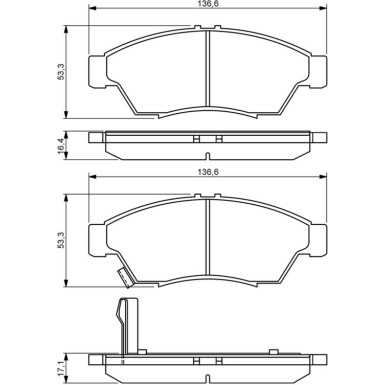 BOSCH Bremsbelagsatz, Scheibenbremse 0 986 494 238