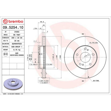 Brembo | Bremsscheibe | 09.5254.10