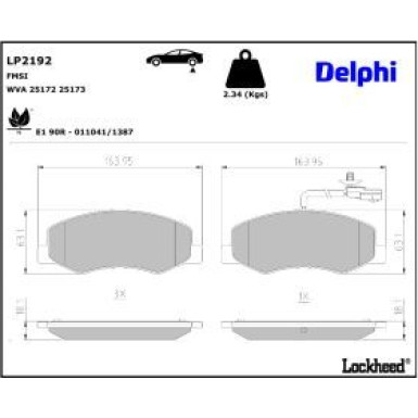 Delphi Bremsbelagsatz, Scheibenbremse LP2192
