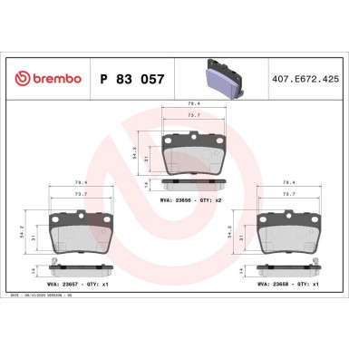 Brembo Bremsbelagsatz, Scheibenbremse PRIME LINE P 83 057