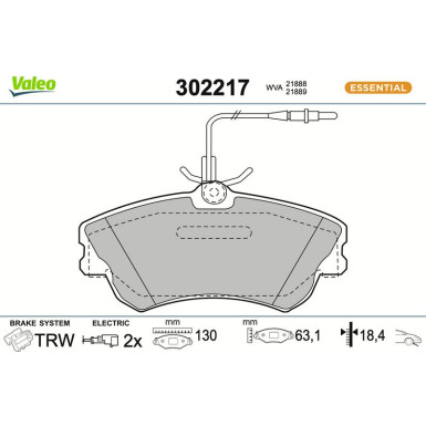 Valeo | Bremsbelagsatz, Scheibenbremse | 302217