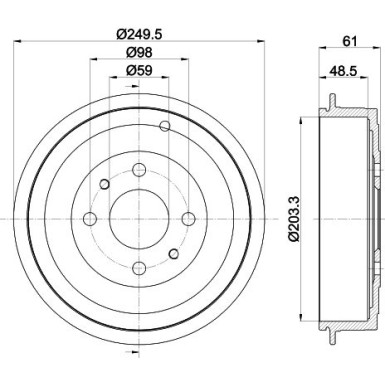 Hella | Bremstrommel | 8DT 355 301-421
