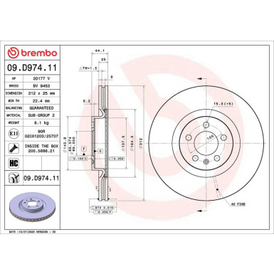 Brembo | Bremsscheibe | 09.D974.11