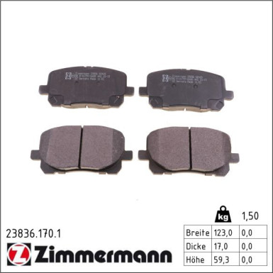 Zimmermann Bremsbelagsatz, Scheibenbremse 23836.170.1