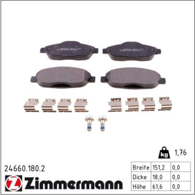 Zimmermann Bremsbelagsatz, Scheibenbremse 24660.180.2