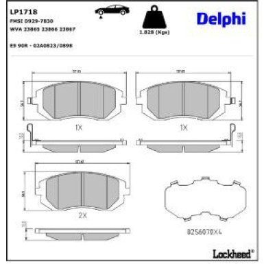Delphi Bremsbelagsatz, Scheibenbremse LP1718