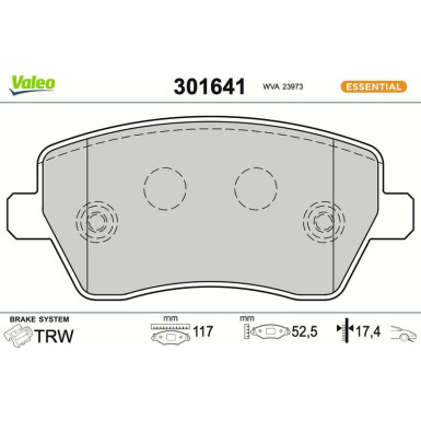Valeo | Bremsbelagsatz, Scheibenbremse | 301641