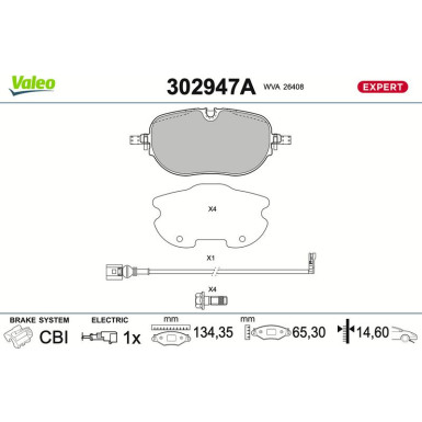 Valeo | Bremsbelagsatz, Scheibenbremse | 302947A