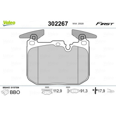 Valeo | Bremsbelagsatz, Scheibenbremse | 302267
