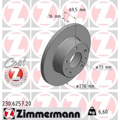 Zimmermann Bremsscheibe Coat Z 230.6257.20