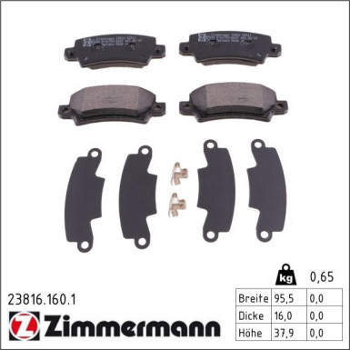 Zimmermann Bremsbelagsatz, Scheibenbremse 23816.160.1