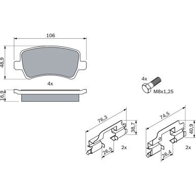 0 986 494 213 Bremsbelagsatz, Scheibenbremse