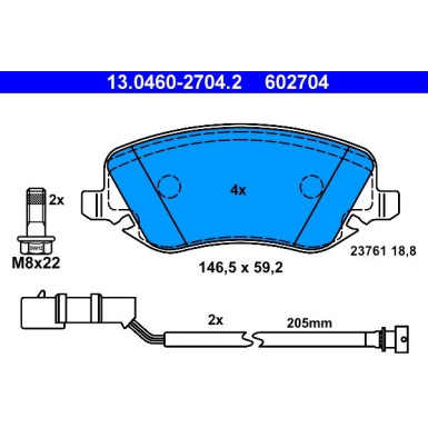 13.0460-2704.2 Bremsbelagsatz, Scheibenbremse