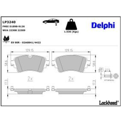 Delphi Bremsbelagsatz, Scheibenbremse LP3240