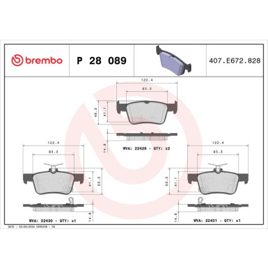 Brembo Bremsbelagsatz, Scheibenbremse PRIME LINE P 28 089
