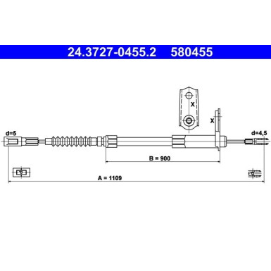 ATE | Seilzug, Feststellbremse | 24.3727-0455.2