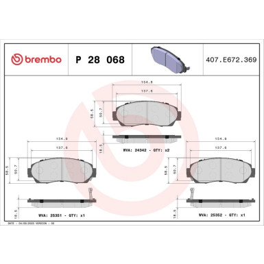 Brembo Bremsbelagsatz, Scheibenbremse PRIME LINE P 28 068