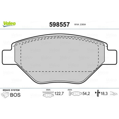 Valeo | Bremsbelagsatz, Scheibenbremse | 598557