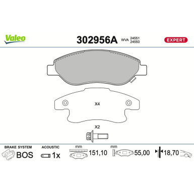 302956A Bremsbelagsatz, Scheibenbremse EXPERT