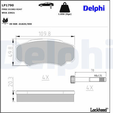 Delphi | Bremsbelagsatz, Scheibenbremse | LP1790