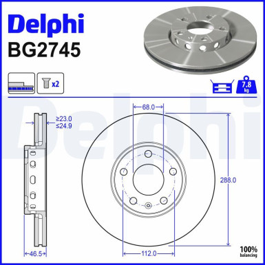 Delphi | Bremsscheibe | BG2745