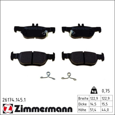 Zimmermann Bremsbelagsatz, Scheibenbremse 26174.145.1