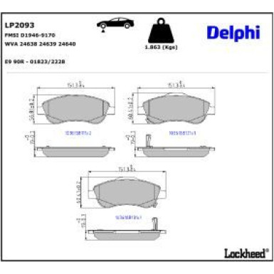 Delphi Bremsbelagsatz, Scheibenbremse LP2093