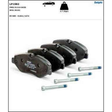 Delphi Bremsbelagsatz, Scheibenbremse LP1982