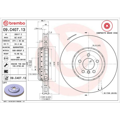 Brembo Bremsscheibe PRIME LINE - Composite 09.C407.13