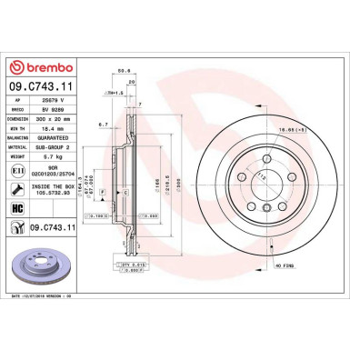 09.C743.11 Bremsscheibe PRIME LINE - UV Coated
