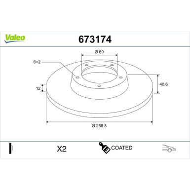Valeo Bremsscheibe COATED 673174
