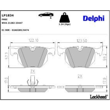 Delphi Bremsbelagsatz, Scheibenbremse LP1834