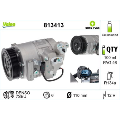 813413 Kompressor, Klimaanlage VALEO CORE-FLEX 813413 Kompressor, Klimaanlage VALEO CORE-FLEX