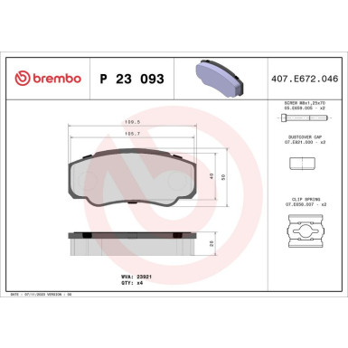 Brembo Bremsbelagsatz, Scheibenbremse PRIME LINE P 23 093