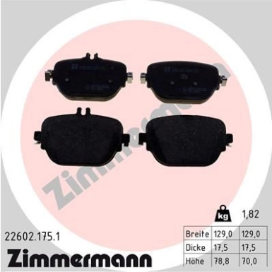 Zimmermann | Bremsbelagsatz, Scheibenbremse | 22602.175.1
