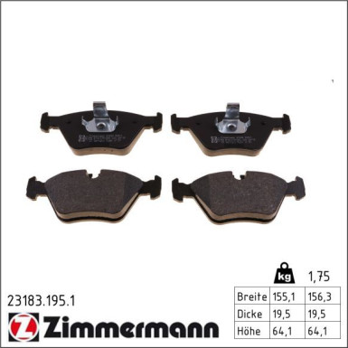 Zimmermann Bremsbelagsatz, Scheibenbremse 23183.195.1