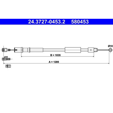 2 x ATE Seilzug, Feststellbremse | 24.3727-0453.2 2 x ATE Seilzug, Feststellbremse | 24.3727-0453.2