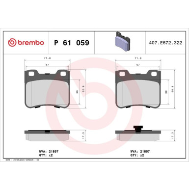 Brembo Bremsbelagsatz, Scheibenbremse PRIME LINE P 61 059