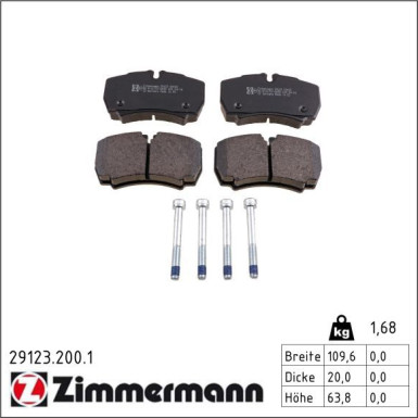 Zimmermann Bremsbelagsatz, Scheibenbremse 29123.200.1