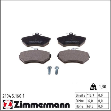 Zimmermann Bremsbelagsatz, Scheibenbremse 21945.160.1