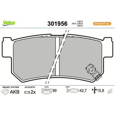 301956 Bremsbelagsatz, Scheibenbremse ESSENTIAL