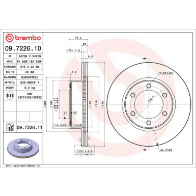 Brembo Bremsscheibe PRIME LINE - UV Coated 09.7226.11