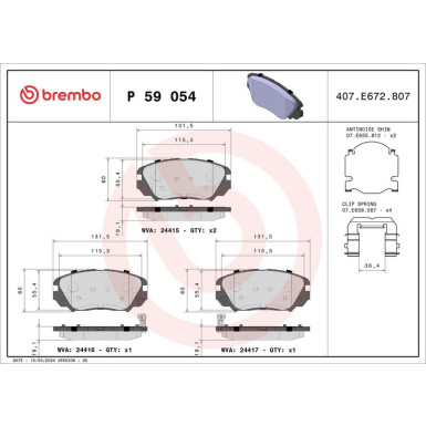 Brembo Bremsbelagsatz, Scheibenbremse PRIME LINE P 59 054