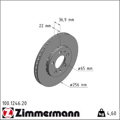 ZIMMERMANN 100.1246.20 Bremsscheibe Ø256mm COAT Z für AUDI A2 (8Z0) ZIMMERMANN 100.1246.20 Bremsscheibe Ø256mm COAT Z für AUDI A2 (8Z0)