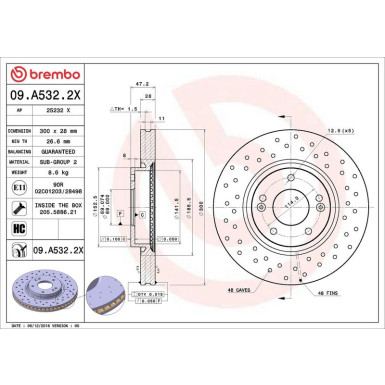 09.A532.2X Bremsscheibe XTRA LINE - Xtra