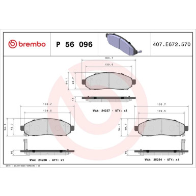 Brembo Bremsbelagsatz, Scheibenbremse PRIME LINE P 56 096