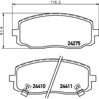 Hella | Bremsbelagsatz, Scheibenbremse | 8DB 355 006-571