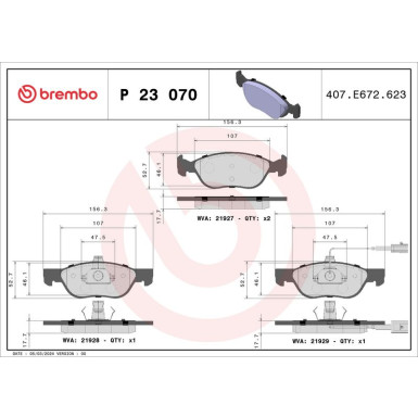 Brembo Bremsbelagsatz, Scheibenbremse PRIME LINE P 23 070