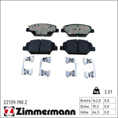 Zimmermann Bremsbelagsatz, Scheibenbremse 22139.190.2