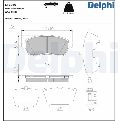 LP2069 Bremsbelagsatz, Scheibenbremse